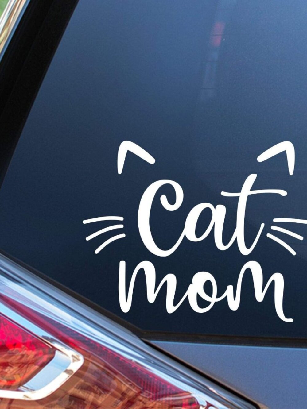 Cat Mom Decal Vinyl Car Sticker | Cars Trucks Vans Walls Laptop | White | 5.5 in
